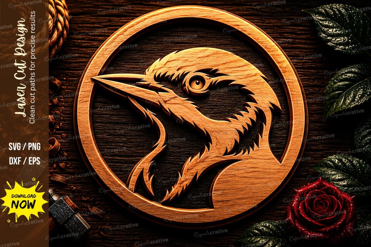 Woodpecker Bird Portrait Laser Cut SVG File woodpecker svg