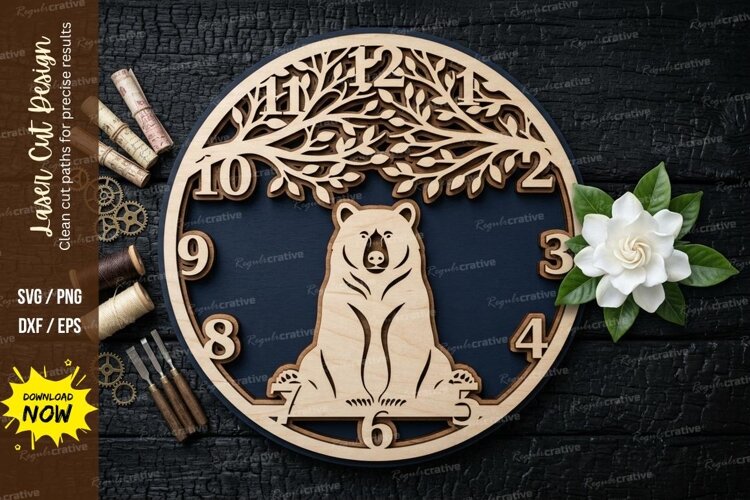 Dog Round Clock SVG Laser Cut Design | Pet Decorative example image 1