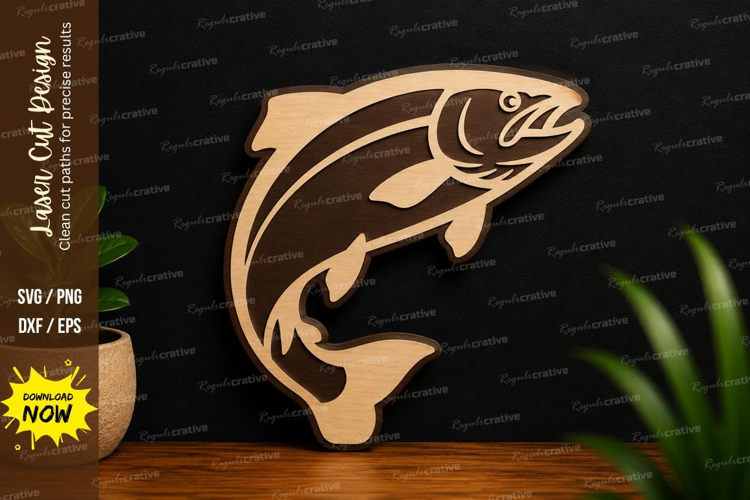 Jumping Bass Fish Laser Cut SVG File bass fish svg, bass