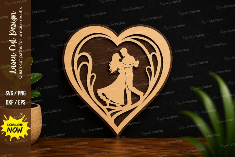 Romantic Couple Heart Frame Laser Cut SVG File couple heart