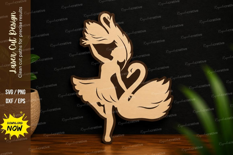 Elegant Swan Silhouette Laser Cut SVG File swan svg, swan