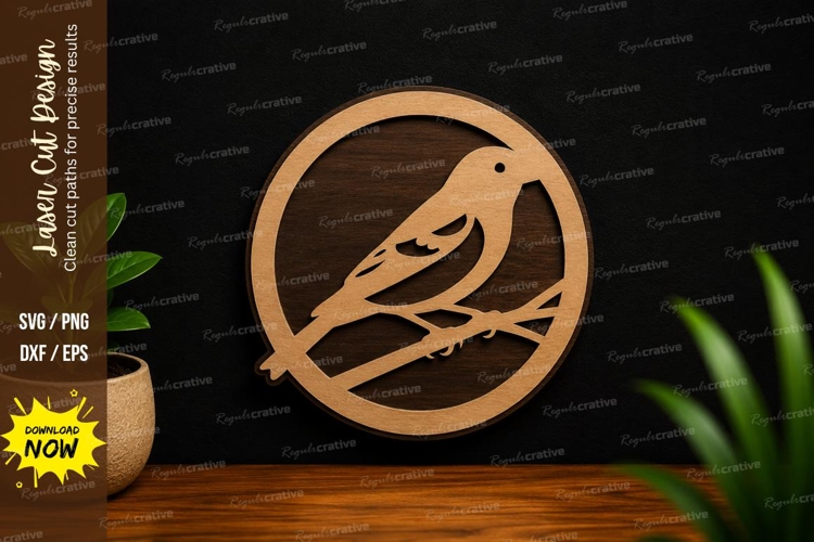 Songbird Circle Frame Nature Laser Cut SVG File songbird svg