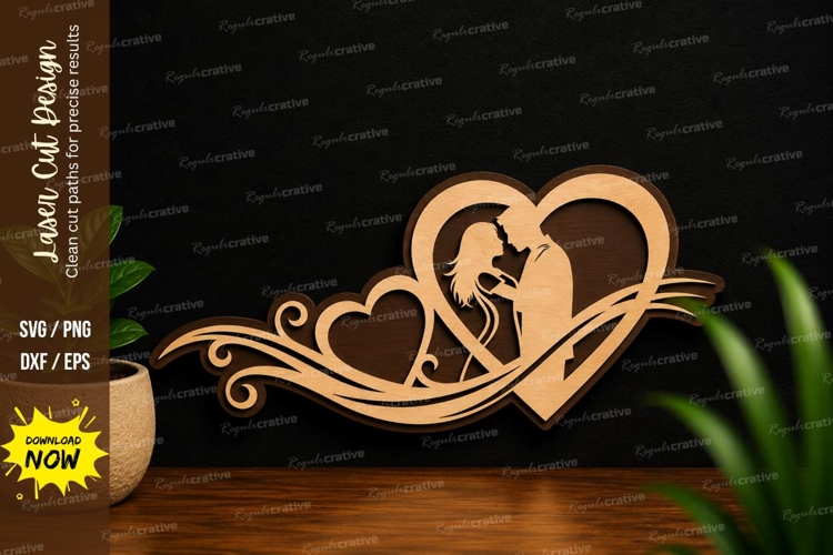 Romantic Couple Heart Love Laser Cut SVG File couple heart