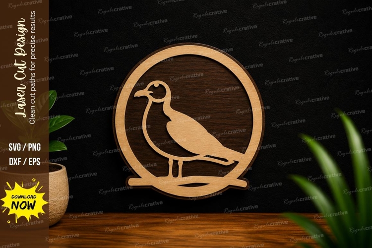 Perched Bird Circle Frame Laser Cut SVG File bird circle