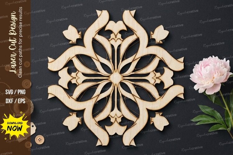Ornamental Mandala Laser Cut SVG laser cut svg, ornamental example image 1