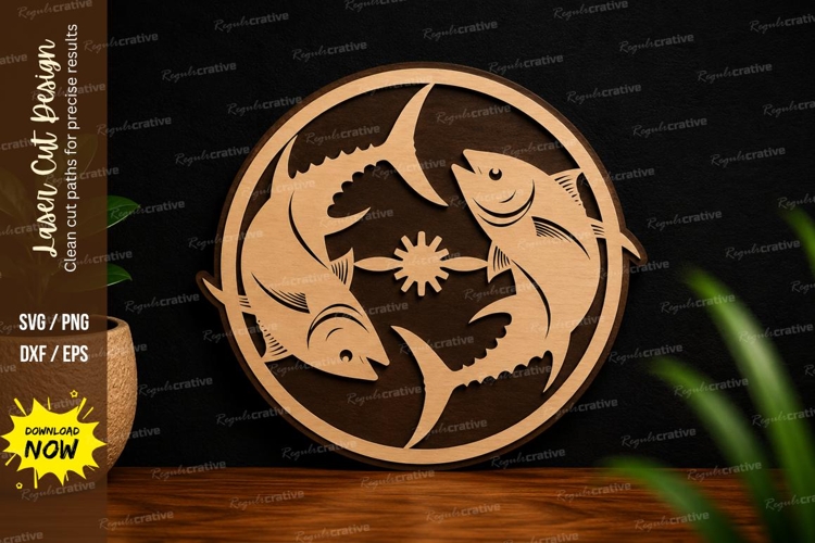 Pisces Zodiac Fish Circle Laser Cut SVG File pisces svg, zod