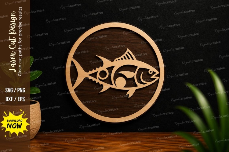 Bass Fish Circle Frame Laser Cut SVG File bass fish svg