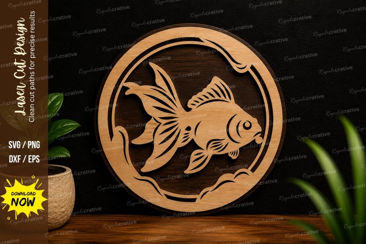 Goldfish Round Aquarium Laser Cut SVG File goldfish svg