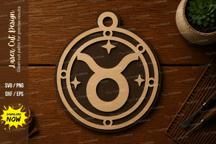 Taurus Zodiac Astrology Ornament Laser Cut SVG File taurus