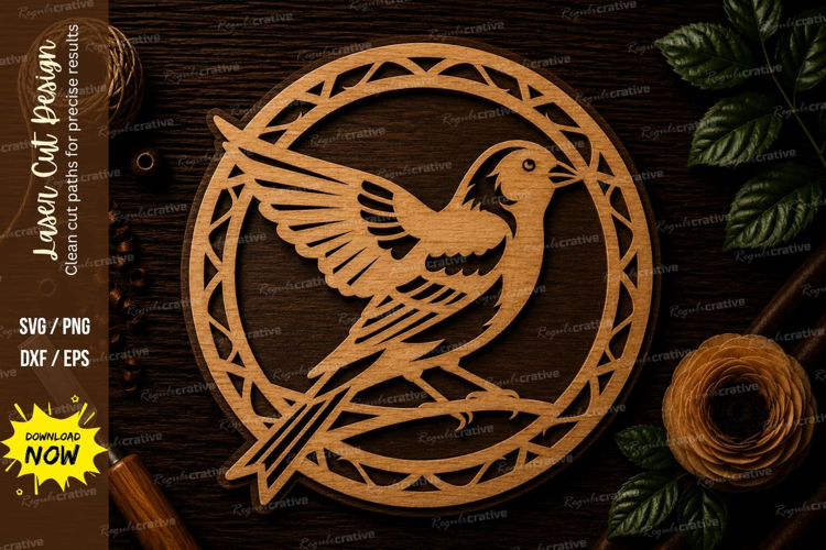 Hummingbird Circle Ornament Laser Cut SVG File hummingbird