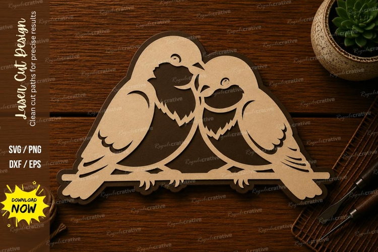 Love Birds Couple Ornament Laser Cut SVG File love birds svg
