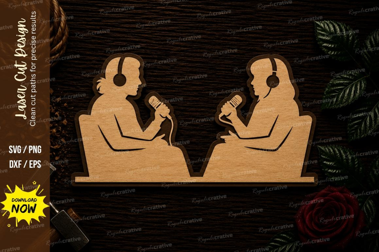 Podcast Interview Ornament Laser Cut SVG File podcast svg, p