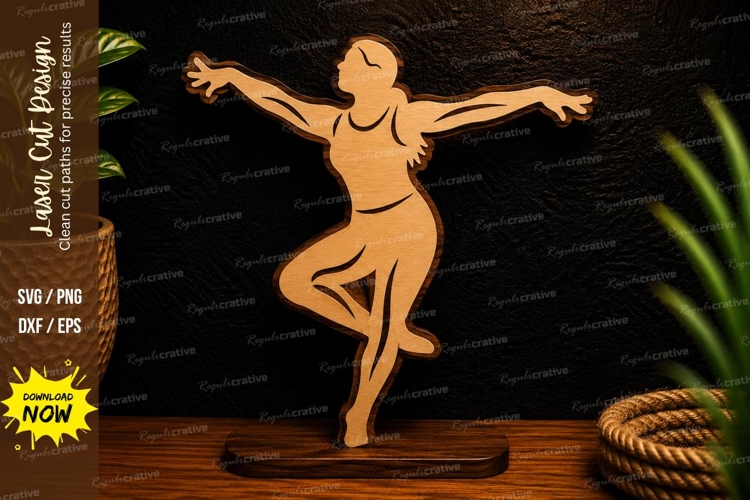 Dancing Woman Silhouette Ornament Laser Cut SVG File dancing