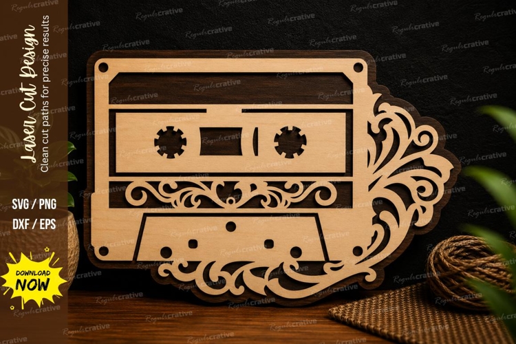 Retro Cassette Ornament Laser Cut SVG File retro cassette sv