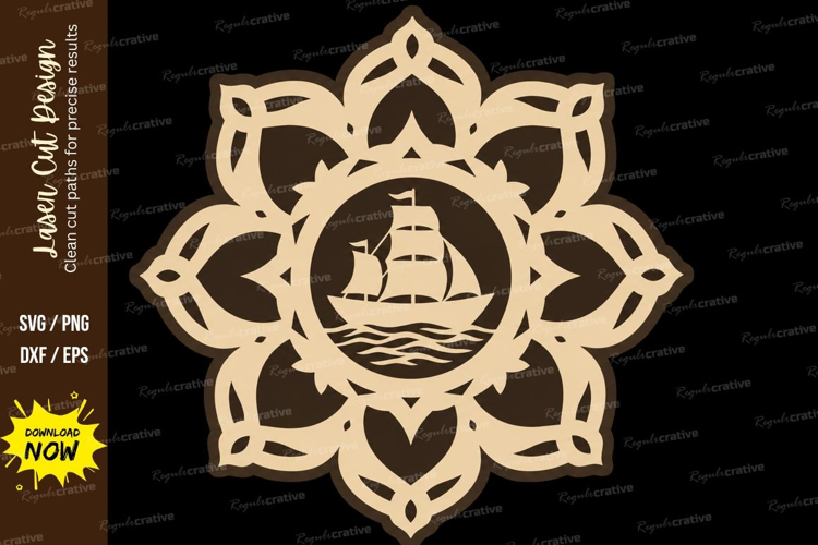 Sailboat Mandala Ornament Laser Cut SVG File sailboat mandal