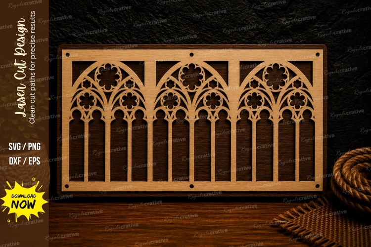 Gothic Cathedral Window Panel Laser Cut SVG File gothic wind