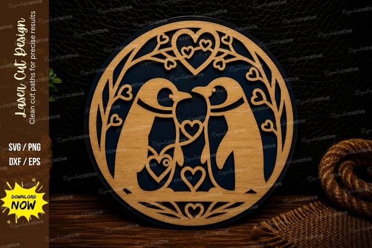 Love Birds Round Laser Cut SVG Design love birds svg, romant example image 1