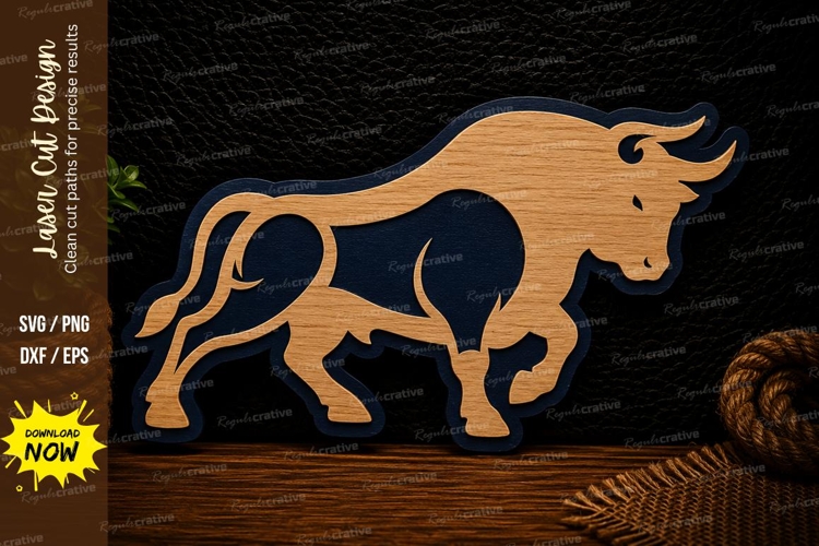 Charging Bull Laser Cut SVG Design bull svg, charging bull