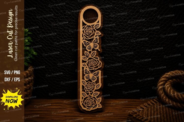Floral Bookmark Laser Cut SVG Design bookmark svg, floral bo example image 1