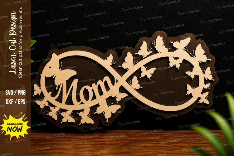Mom Infinity Love Frame laser cut svg File mom infinity example image 1
