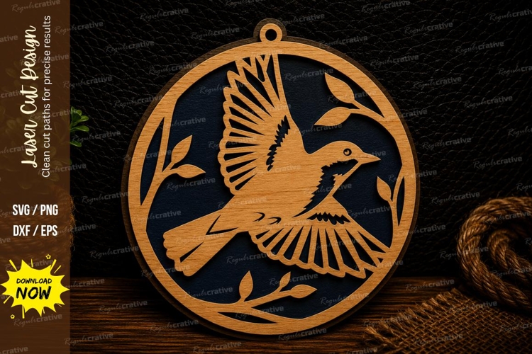 Flying Bird Round Laser Cut SVG Design bird svg, flying bird