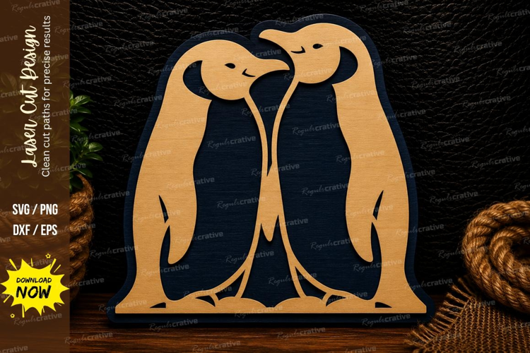 Penguin Couple Laser Cut SVG Design penguin svg, penguin cou