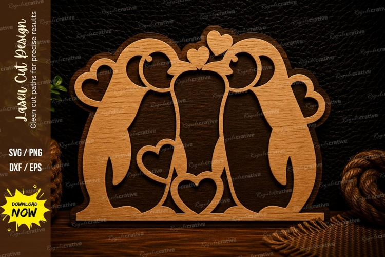 Penguin Love Heart Laser Cut SVG Design penguin svg, penguin
