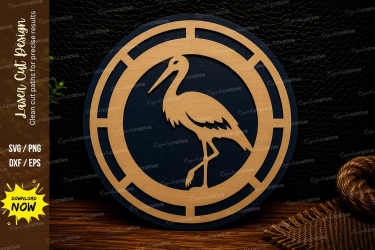 Heron Round Laser Cut SVG Design heron svg, heron bird desig