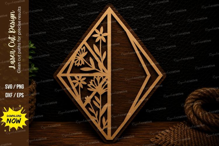 Diamond Floral Corner Frame Laser Cut SVG Design diamond
