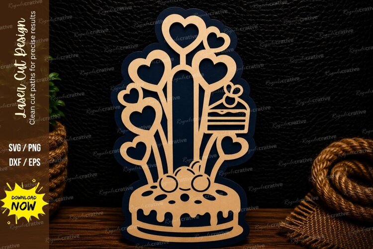 Birthday Cake Celebration Laser Cut SVG Design birthday cake example image 1
