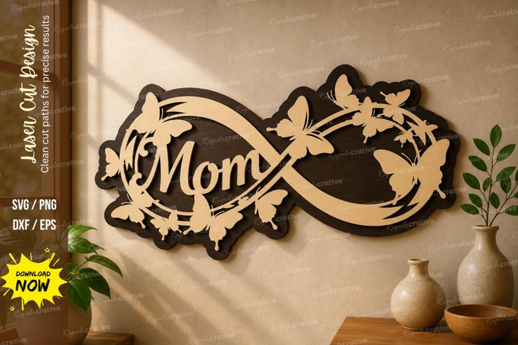 Mom Infinity Butterfly laser cut svg File example image 1