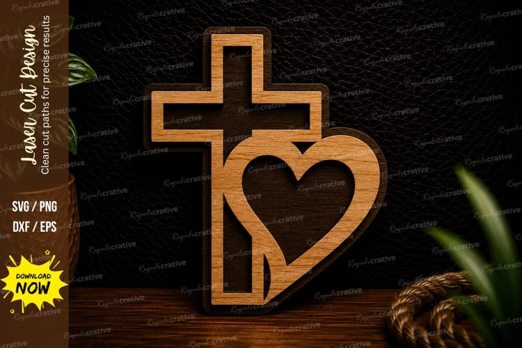 Cross And Heart Svg Image 7