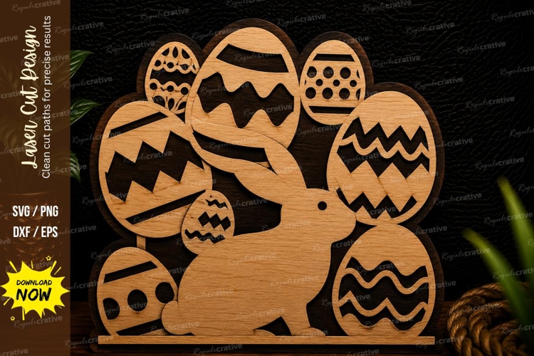 Easter Bunny Eggs Laser Cut SVG Design easter bunny svg