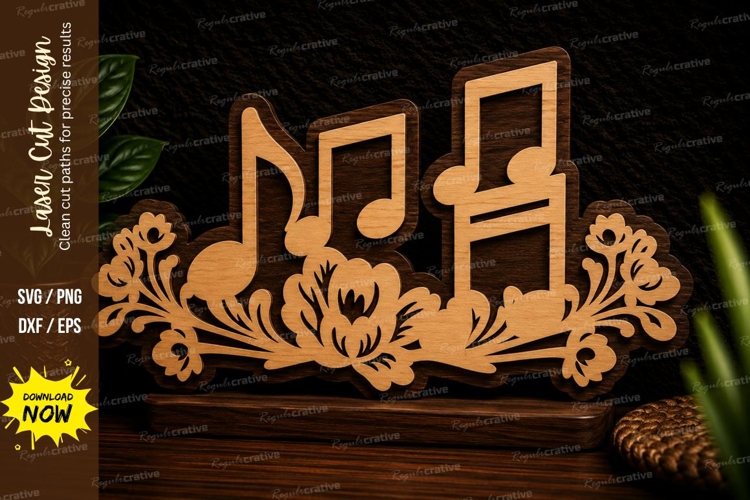 Musical Notes Floral Laser Cut SVG Design musical notes svg,