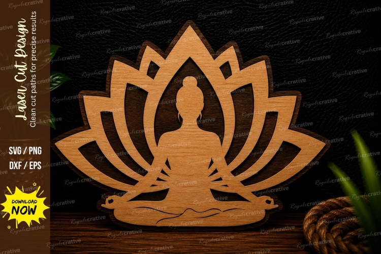 Meditating Buddha Lotus Laser Cut SVG Design buddha lotus sv