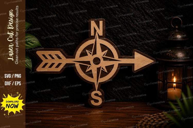 Compass Arrow Laser Cut SVG Design compass svg, compass