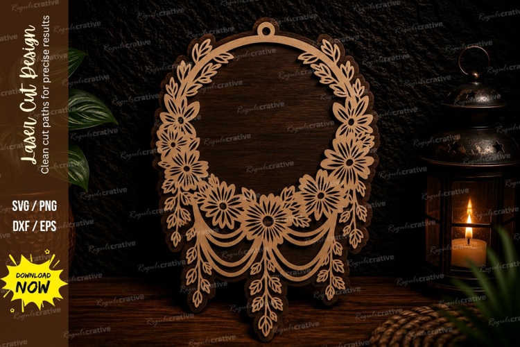 Floral Dreamcatcher Frame Laser Cut SVG Design dreamcatcher