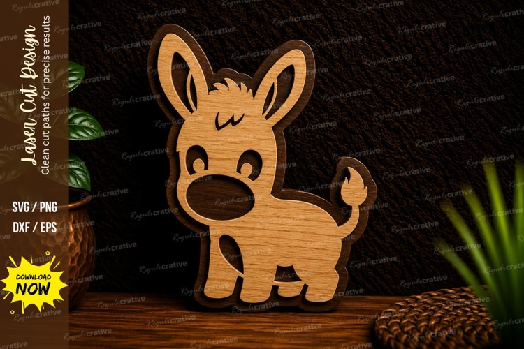 Cute Donkey Cartoon Laser Cut SVG Design donkey svg, cute