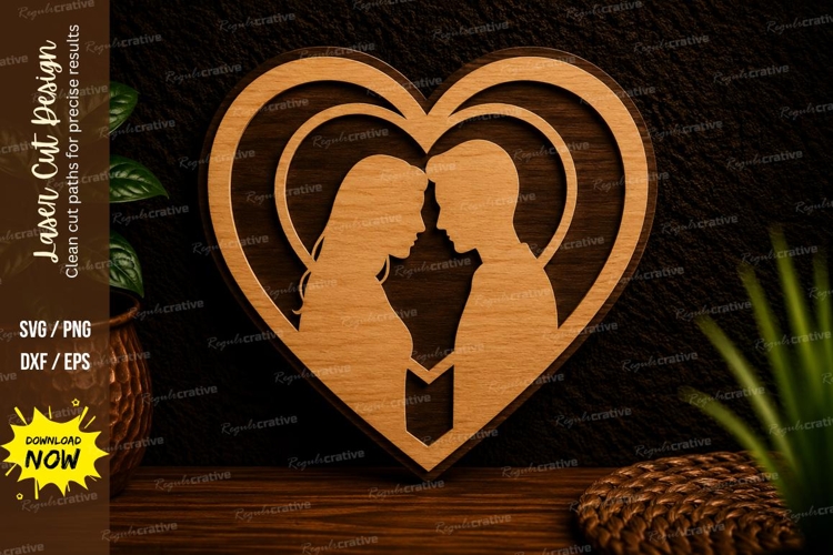 Mother and Child Heart Laser Cut SVG Design mother child svg