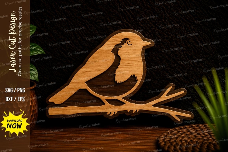 Robin Bird on Branch Laser Cut SVG Design robin bird svg,