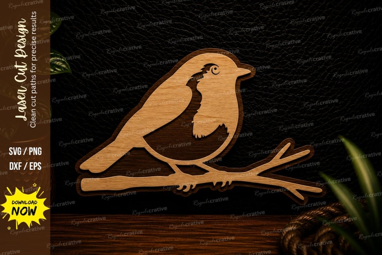 Perched Robin Bird Laser Cut SVG Design robin svg, perched
