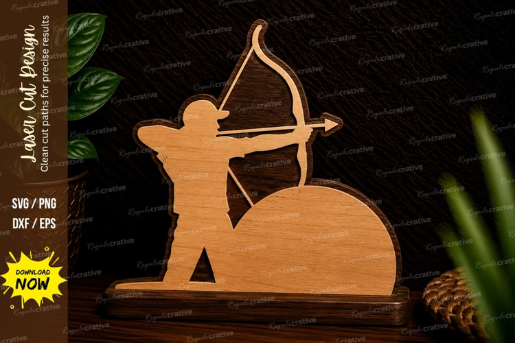 Archer Silhouette Laser Cut SVG Design archer svg, bow