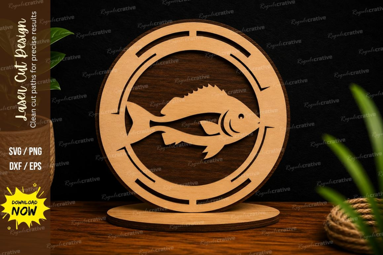 Bass Fish Circle Laser Cut SVG Design bass fish svg, bass