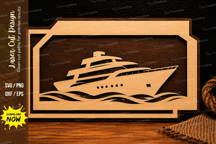 Luxury Yacht Name Plate Laser Cut SVG Design yacht svg, luxu