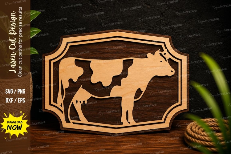 Cow Farm Name Plate Laser Cut SVG Design cow svg, farm cow
