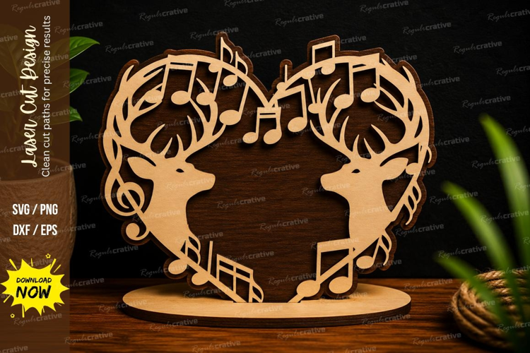 Music Heart Tree Laser Cut SVG Design music heart svg, tree