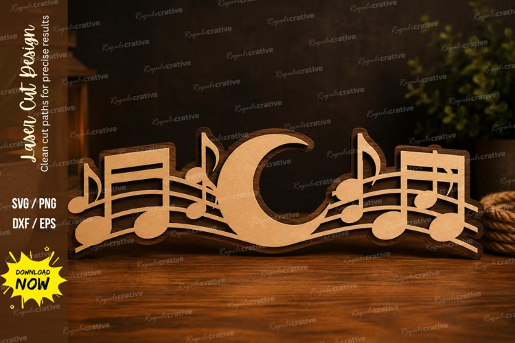 Moon Music Notes Laser Cut SVG Design music notes svg, moon