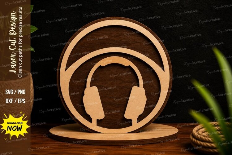 Headphones Stand Laser Cut SVG Design headphones svg, headph example image 1