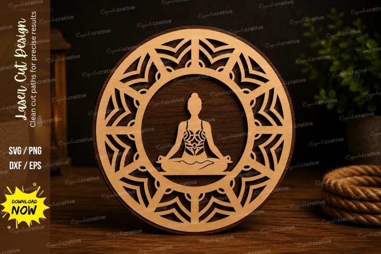 Mandala Meditation Yoga Laser Cut SVG Design mandala yoga sv