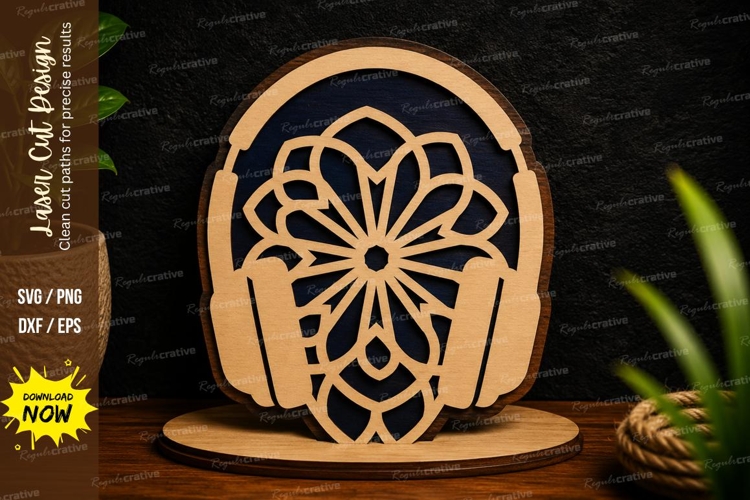 Headphones Mandala Laser Cut SVG Design headphones svg, head